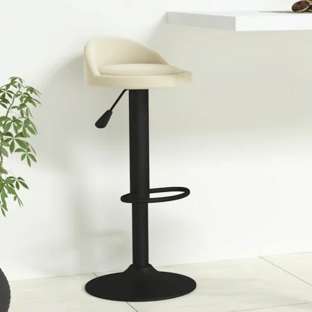 Cream-colored velvet kitchen stool by , Kitchen stools - Ref: Foro24-333589, Price: 62,77 €, Discount: %