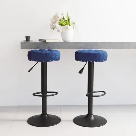 Taburetes de cocina 2 unidades terciopelo azul de , Taburetes de cocina - Ref: Foro24-332999, Precio: 88,67 €, Descuento: %