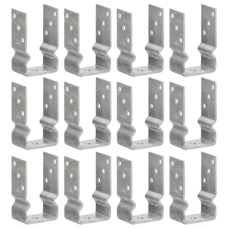 Fence anchors 12 units galvanized steel silver 8x6x15 cm by , Spikes for anchoring in the ground - Ref: Foro24-145331, Price:...