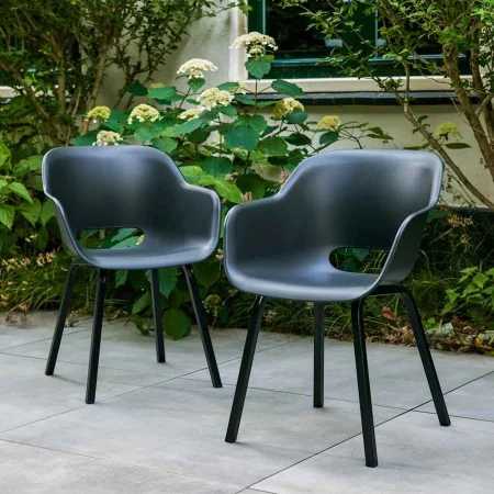 Keter garden chair with metal legs "Noa" 2 units graphite by , Garden chairs - Ref: Foro24-447617, Price: 151,36 €, Discount: %