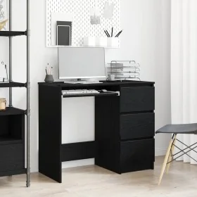 Schreibtisch aus schwarzer Eichenholz-Sperrholzplatte 90x45x76 cm von , Schreibtische - Ref: Foro24-862490, Preis: 111,82 €, ...