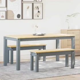 Panama 3-piece dining set made of solid gray pine wood by , Furniture sets for kitchens and dining rooms - Ref: Foro24-334517...