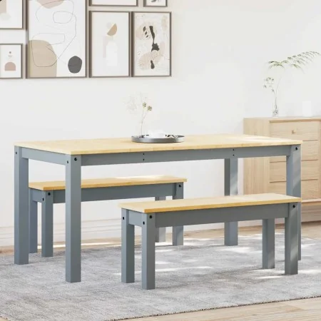 Juego de comedor Panama 3 pzas madera maciza de pino gris de , muebles para cocinas y comedores - Ref: Foro24-3345174, Precio...