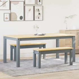 Esstischset Panama, 3-teilig, aus massivem Kiefernholz in Grau. von , Möbelsets für Küchen und Esszimmer - Ref: Foro24-334518...