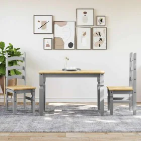 Esstisch-Set Panama, 3-teilig, aus massivem Kiefernholz in Grau. von , Möbelsets für Küchen und Esszimmer - Ref: Foro24-33451...