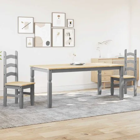 Esstisch-Set Panama, 3-teilig, aus massivem Kiefernholz in Grau. von , Möbelsets für Küchen und Esszimmer - Ref: Foro24-33452...