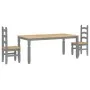 Esstisch-Set Panama, 3-teilig, aus massivem Kiefernholz in Grau. von , Möbelsets für Küchen und Esszimmer - Ref: Foro24-33452...