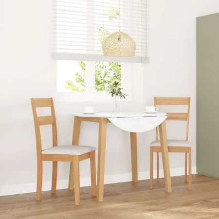 Dining chairs with cushions 2 units solid natural rubberwood by , dining chairs - Ref: Foro24-4102382, Price: 93,30 €, Discou...