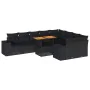 Set sofás jardín y cojines 10 pzas ratán sintético acacia negro by , Garden sets - Ref: Foro24-3327415, Price: 690,55 €, Disc...