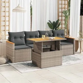 Set sofás jardín y cojines 5 pzas ratán sintético acacia gris von , Gartensets - Ref: Foro24-3327434, Preis: 337,18 €, Rabatt: %