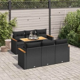 Set sofás jardín y cojines 7 pzas ratán sintético acacia negro von , Gartensets - Ref: Foro24-3327443, Preis: 532,51 €, Rabat...