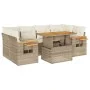 Set of 7-piece garden sofas and cushions made of synthetic rattan in beige acacia. by , Garden sets - Ref: Foro24-3327565, Pr...