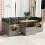 Set aus Gartensofas und Kissen, 7-teilig, aus synthetischem Rattan in Grau und Akazie. von , Gartensets - Ref: Foro24-3327567...