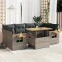 Set of 7-piece garden sofas and cushions made of synthetic rattan in gray acacia. by , Garden sets - Ref: Foro24-3327567, Pri...