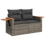 Set aus Gartensofas und Kissen, 7-teilig, aus synthetischem Rattan in Grau und Akazie. von , Gartensets - Ref: Foro24-3327567...