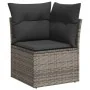 Set aus Gartensofas und Kissen, 7-teilig, aus synthetischem Rattan in Grau und Akazie. von , Gartensets - Ref: Foro24-3327567...