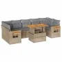 Set of 8 pieces of synthetic rattan garden sofas and cushions in beige acacia. by , Garden sets - Ref: Foro24-3327573, Price:...