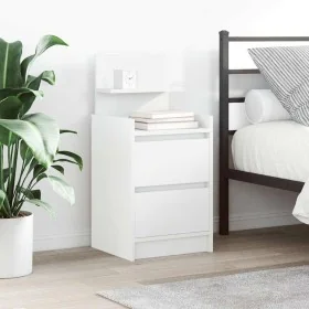 White bedside table with 2 drawers 38x34x80 cm by , Nightstands - Ref: Foro24-861355, Price: 55,20 €, Discount: %