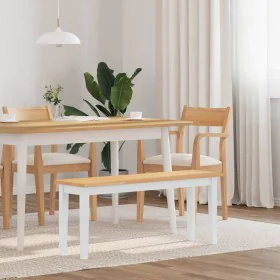 Bank 110 cm Massivholz weißer Kautschuk von , Ess- und Küchenbänke - Ref: Foro24-4102607, Preis: 78,82 €, Rabatt: %