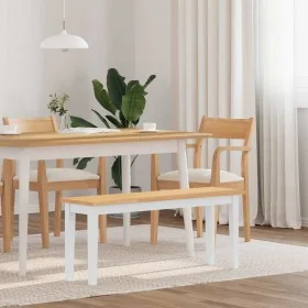 Solid rubber wood 110 cm white bank by , Dining and kitchen benches - Ref: Foro24-4102607, Price: 78,82 €, Discount: %
