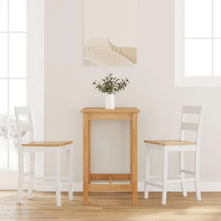 Bar stools 2 units solid white rubber wood by , Kitchen stools - Ref: Foro24-4102560, Price: 134,76 €, Discount: %