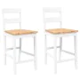 Barhocker 2 Stück Massivholz Weiß Gummi von , Küchenhocker - Ref: Foro24-4102560, Preis: 134,76 €, Rabatt: %