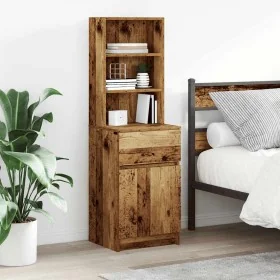 Bedside table made of antique wood 39x35x125cm. Engineered wood. by , Nightstands - Ref: Foro24-861317, Price: 69,61 €, Disco...