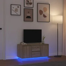 TV stand with LED lights Sonoma oak 100x41x50 cm by , TV Furniture - Ref: Foro24-861411, Price: 104,29 €, Discount: %