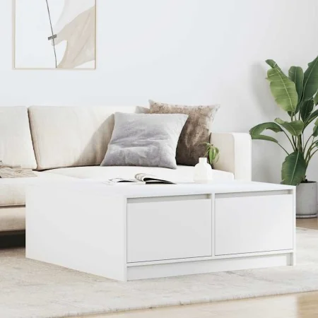 Mesa de centro con cajones blanca 100x100x40 cm de , Mesas de centro - Ref: Foro24-3328399, Precio: 150,83 €, Descuento: %