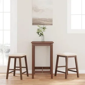 Bar chairs with cushions 2 units solid brown rubberwood by , Kitchen stools - Ref: Foro24-4102576, Price: 105,37 €, Discount: %