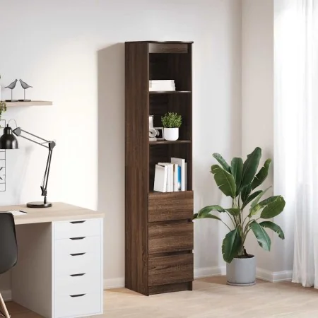 Tall brown oak sideboard 37.5x35x180 cm engineered wood by , Sideboards - Ref: Foro24-861667, Price: 98,01 €, Discount: %