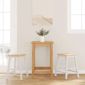 Bar stools 2 units solid white rubber wood by , Kitchen stools - Ref: Foro24-4102581, Price: 106,66 €, Discount: %