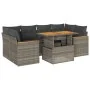 Set of 6 pieces of synthetic rattan garden sofas and cushions in gray acacia. by , Garden sets - Ref: Foro24-3327455, Price: ...