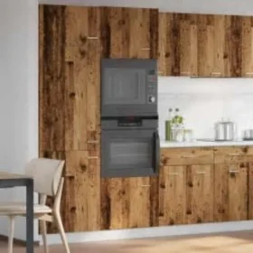 Armario de microondas madera ingeniería envejecida 60x57x207 cm de , Armarios de cocina - Ref: Foro24-3334023, Precio: 181,39...