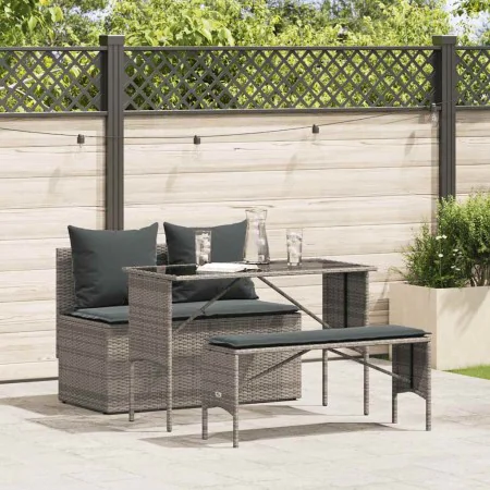 3-piece garden dining set with gray synthetic rattan cushions by , Garden sets - Ref: Foro24-4104183, Price: 274,26 €, Discou...