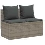 3-teiliges Garten-Esszimmer-Set mit grauen Polstern aus synthetischem Rattan. von , Gartensets - Ref: Foro24-4104183, Preis: ...