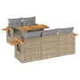 Set of 6 pieces of synthetic rattan garden sofas and cushions in beige acacia. by , Garden sets - Ref: Foro24-3327552, Price:...