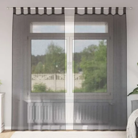 Cortinas de gasa con bolsillos para varillas 2 uds. negro de , Cortinas y visillos - Ref: Foro24-4102169, Precio: 14,65 €, De...