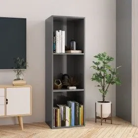 Glossy gray plywood book shelf 36x30x114cm by vidaXL, Bookcases and shelves - Ref: Foro24-800143, Price: 34,47 €, Discount: %