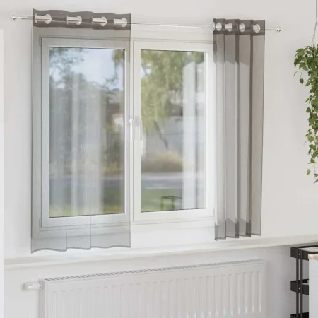 Cortinas de gasa con ojales 2 uds gris oscuro 140x175 cm de , Cortinas y visillos - Ref: Foro24-4102078, Precio: 14,11 €, Des...