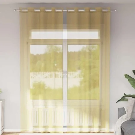 Cortinas de gasa con ojales 2 uds amarillo de , Cortinas y visillos - Ref: Foro24-4102136, Precio: 15,92 €, Descuento: %