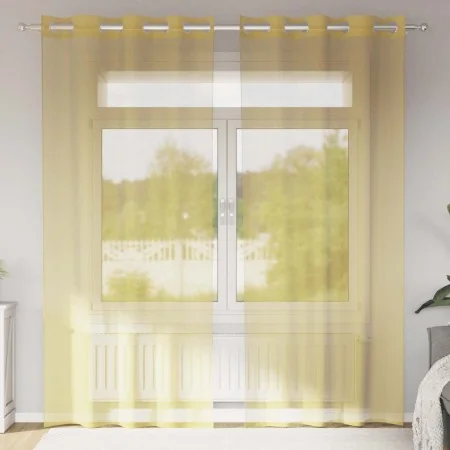 Gauze curtains with eyelets 2 units yellow by , Curtains and curtains - Ref: Foro24-4102134, Price: 15,39 €, Discount: %