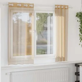 Gauze curtains with eyelets 2 units sand by , Curtains and curtains - Ref: Foro24-4102120, Price: 14,11 €, Discount: %