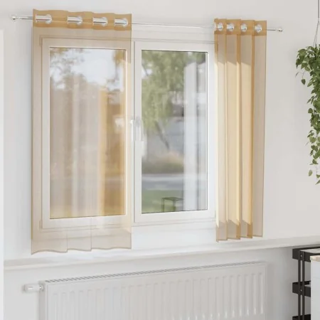 Gauze curtains with eyelets 2 units sand by , Curtains and curtains - Ref: Foro24-4102120, Price: 14,11 €, Discount: %