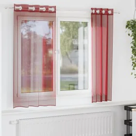 Gauze curtains with eyelets 2 units burgundy by , Curtains and curtains - Ref: Foro24-4102155, Price: 13,23 €, Discount: %