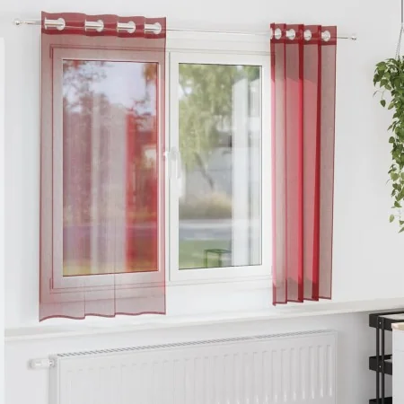 Gauze curtains with eyelets 2 units burgundy by , Curtains and curtains - Ref: Foro24-4102155, Price: 13,23 €, Discount: %