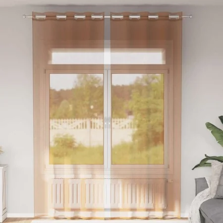 Gauze curtains with eyelets 2 units terracotta by , Curtains and curtains - Ref: Foro24-4102141, Price: 15,55 €, Discount: %
