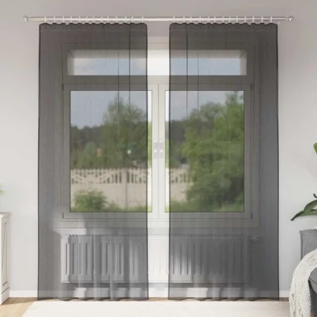 Gaze-Vorhänge mit Schlaufen, 2 Stück, schwarz von , Vorhänge und Gardinen - Ref: Foro24-4102258, Preis: 14,28 €, Rabatt: %