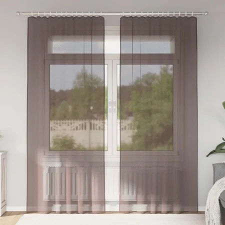 Gauze curtains with 2 brown tab tops. by , Curtains and curtains - Ref: Foro24-4102264, Price: 14,92 €, Discount: %