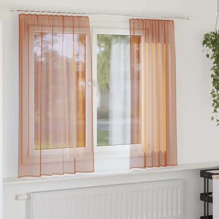 Cortinas de gasa con trabillas 2 uds terracota 140x140 cmq de , Cortinas y visillos - Ref: Foro24-4102321, Precio: 12,93 €, D...